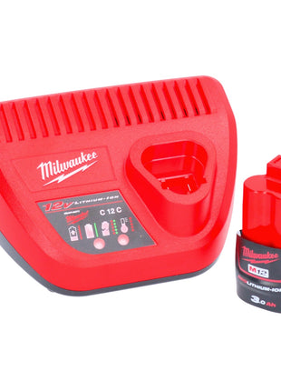 Zestaw startowy Milwaukee M12 NRG-301 akumulator 12 V 3,0 Ah / 3000 mAh Li-Ion ( 4932451388 ) + ładowarka M12-C12C ( 4932352000 )