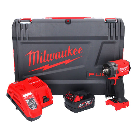 Llave de impacto a batería Milwaukee M18 FIW2F12-501X 18 V 339 Nm 1/2" sin escobillas + 1x batería 5,0 Ah + cargador + caja HD