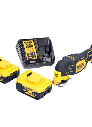 Oscilador multiherramienta a batería DeWalt DCS 356 P2-XJ 18 V sin escobillas + 2x baterías 5,0 Ah + cargador + set de accesorios