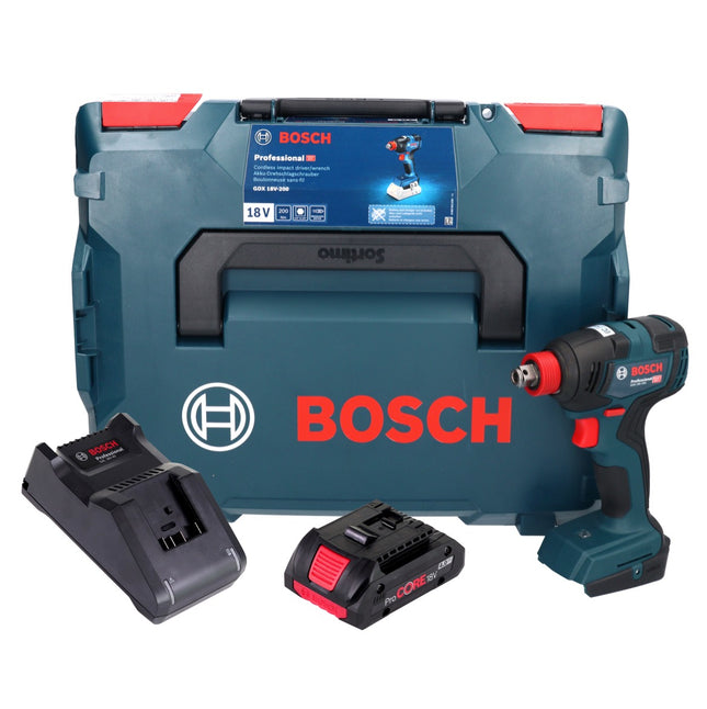 Bosch GDX 18V-200 Professional cordless impact wrench 18 V 200 Nm brushless + 1x ProCORE rechargeable battery 4.0 Ah + charger + L-BOXX