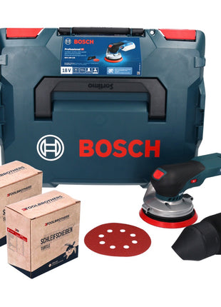 Bosch GEX 18V-125 Lijadora excéntrica profesional a batería 18 V 125 mm sin escobillas + 2x juego de lijado Toolbrothers TURTLE + L-BOXX - sin batería, sin cargador