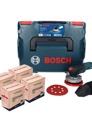 Bosch GEX 18V-125 Lijadora excéntrica profesional a batería 18 V 125 mm sin escobillas + 4x juego de lijado Toolbrothers TURTLE + L-BOXX - sin batería, sin cargador