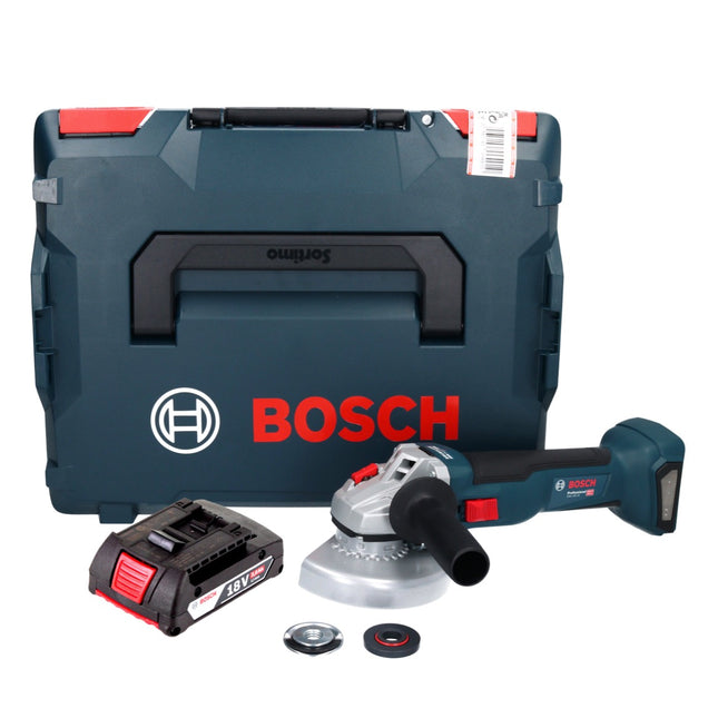 Bosch GWS 18V-10 Professional amoladora angular a batería 18 V 125 mm sin escobillas + 1x batería 2,0 Ah + L-Boxx - sin cargador