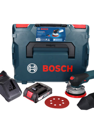 Bosch GEX 18V-125 Ponceuse excentrique professionnelle sur batterie 18 V 125 mm sans balais + 1x batterie 2,0 Ah + chargeur + L-BOXX