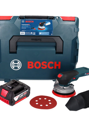 Bosch GEX 18V-125 Lijadora excéntrica a batería profesional 18 V 125 mm sin escobillas + 1x batería 4,0 Ah + L-BOXX - sin cargador