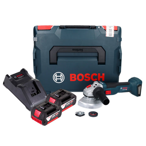 Bosch GWS 18V-10 Profesjonalna akumulatorowa szlifierka kątowa 18 V 125 mm bezszczotkowa + 2x akumulator 4,0 Ah + ładowarka + L-Boxx