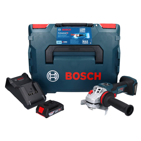 Bosch GWS 18V-15 SC Professional Meuleuse d'angle sans fil 18 V 125 mm brushless + 1x Batterie 2,0 Ah + Chargeur + Coffret L-BOXX