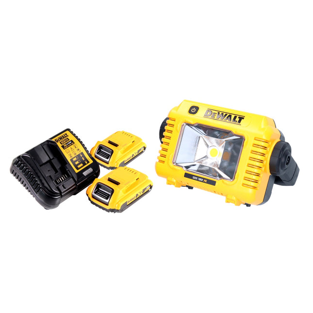 DeWalt DCL 077 D2 Lampe de travail LED sans fil 12 V 18 V 2000 lm IP54 + 2x batterie 2,0 Ah + chargeur