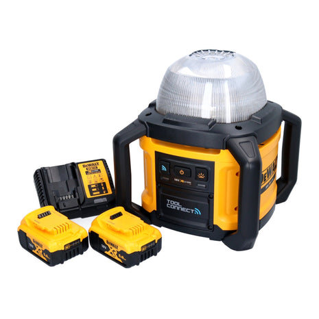 Foco de obra a batería DeWalt DCL 074 P2 18 V 5000 lm 4000 Kelvin + 2x baterías 5,0 Ah + cargador