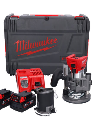 Fraiseuse à batterie Milwaukee M18 FTR-502X 18 V brushless + 2x batteries 5,0 Ah + chargeur + modules de fraisage + boîtier HD