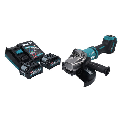 Amoladora angular a batería Makita GA 038 GA2 40 V máx. 230 mm sin escobillas XGT + 2 baterías 2,0 Ah + cargador