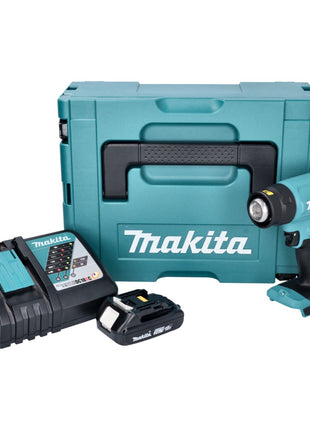 Makita DHG 180 RA1J Akku Heißluftgebläse 18 V 550 °C + 1x Akku 2,0 Ah + Ladegerät + Makpac