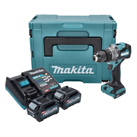 Taladro percutor a batería Makita HP 001 GA201 40 V máx. 140 Nm XGT Brushless + 2x batería 2,0 Ah + cargador + Makpac