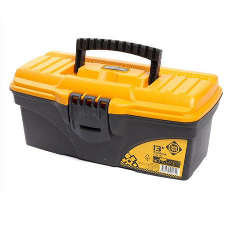 FORTE Tools Toolbox in 16,5x13,6x32 cm, Werkzeugkoffer, Koffer mit Metall-Laschen und internen Organizer, herausnehmbar, abschließbar ( 000051144545 ) - Toolbrothers