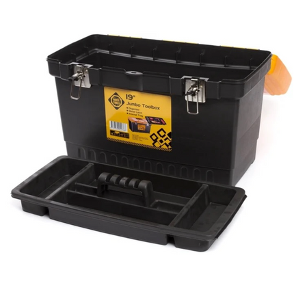 FORTE Tools JMT-19 Caja de herramientas Jumbo de 48x32x24 cm, maletín de herramientas, estuche con pestañas metálicas y organizador interno, extraíble, con cerradura (000051144549)