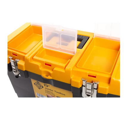 FORTE Tools JMT-19 Caja de herramientas Jumbo de 48x32x24 cm, maletín de herramientas, estuche con pestañas metálicas y organizador interno, extraíble, con cerradura (000051144549)