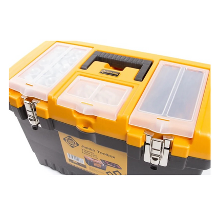 FORTE Tools JMT-19 Caja de herramientas Jumbo de 48x32x24 cm, maletín de herramientas, estuche con pestañas metálicas y organizador interno, extraíble, con cerradura (000051144549)