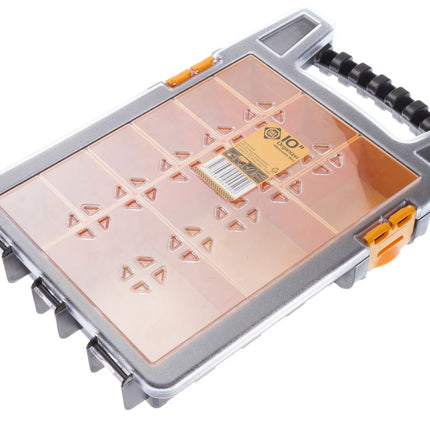 FORTE Tools K-ORG-10 Werkzeugbox in 35x24x6 cm, Aufbewahrungsbox, Organizer mit 10 verschiedenen Fächern, entnehmbar, stabile Box, kratzfester Deckel ( 000051144679 ) - Toolbrothers