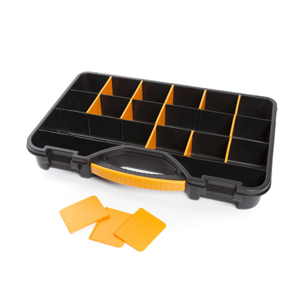 Forte Tools ORG-24 Tool case in 51x35x7 cm, storage box, organizer with 18 different compartments, removable, sturdy box, scratch-resistant lid (000051144820)