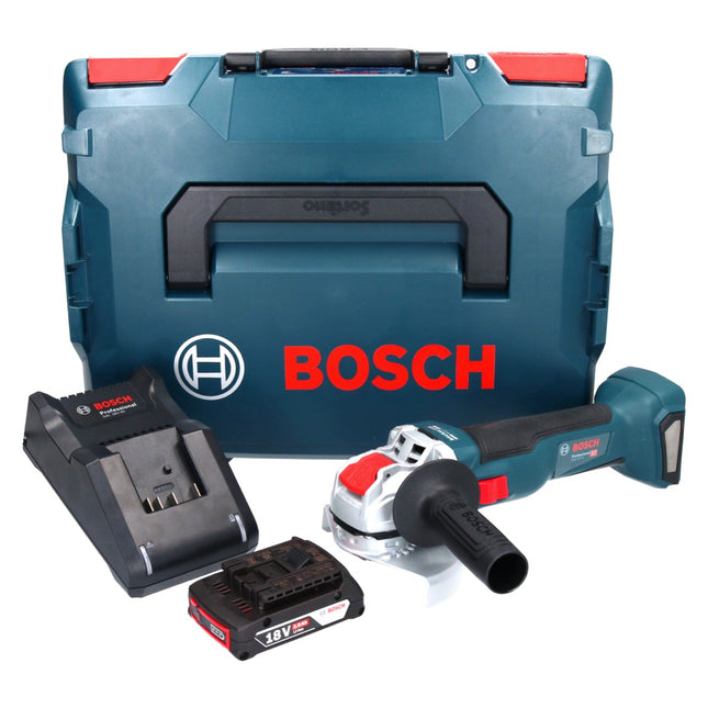 Bosch GWX 18V-10 Amoladora angular profesional sin cable 18 V 125 mm X-LOCK Brushless + 1x acumulador 2,0 Ah + cargador + L-Boxx