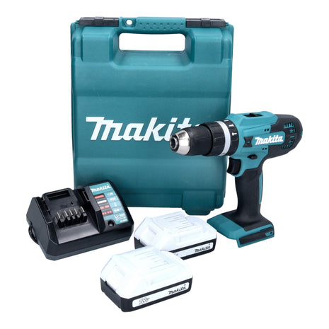 Taladro percutor inalámbrico Makita HP 488 DWAE 18 V 42 Nm Serie G + 2 baterías 2 Ah + cargador + maletín