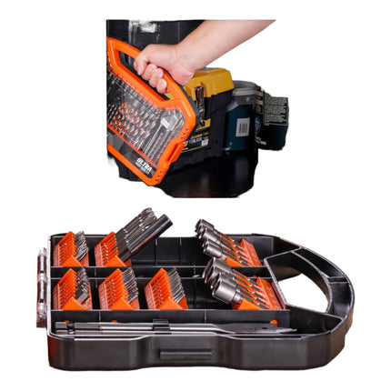 WellCut 101 pezzi set di punte e punte da trapano in valigetta 1/4" Phillips / Pozidriv / scanalato / esagonale / Torx / Robertson / legno, acciaio e muratura ( WC-DB101U )