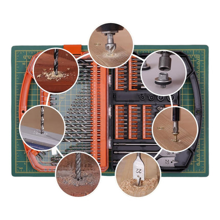 WellCut 101 pezzi set di punte e punte da trapano in valigetta 1/4" Phillips / Pozidriv / scanalato / esagonale / Torx / Robertson / legno, acciaio e muratura ( WC-DB101U )