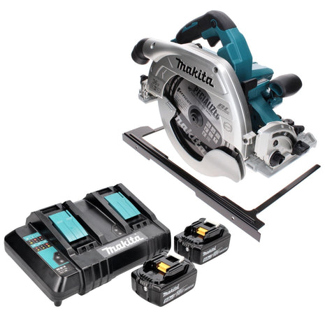 Makita DHS 900 CT Akku Handkreissäge 36 V ( 2x 18 V ) 235 mm Brushless + 2x Akku 5,0 Ah + Doppelladegerät