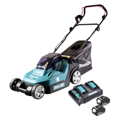 Cortacésped a batería Makita DLM 382 CM2 36 V (2x 18 V) 38 cm 40 l + 2x batería 4,0 Ah + cargador doble