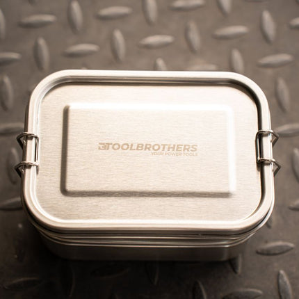 Toolbrothers Fan Lunchpaket in Makita Kühltasche mit Edelstahl Brotdose mit 2 Etagen und Edelstahl Deckel 1340 ml + Edelstahl Trinkflasche 500 ml + 4 in 1 Multifunktions Besteck - Toolbrothers