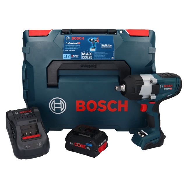 Bosch GDS 18V-1000 Avvitatore a impulsi professionale a batteria 18 V 1000 Nm BITURBO Brushless + 1x batteria ricaricabile ProCORE 8,0 Ah + caricabatterie + L-Boxx