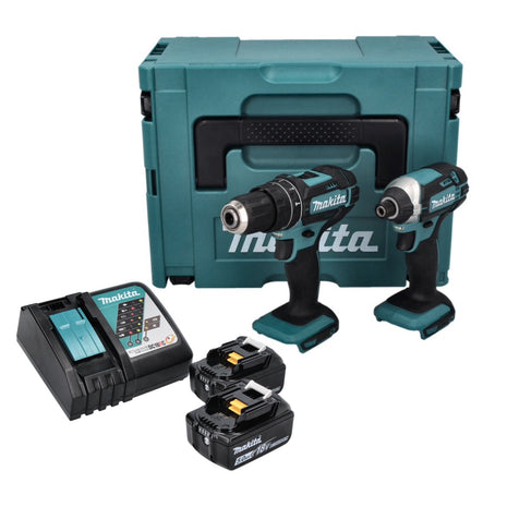 Kit combinato Makita DLX 2131 TJ a batteria 18 V con DHP 482 62 Nm + DTD 152 165 Nm + 2x batteria ricaricabile 5,0 Ah + caricabatterie + Makpac