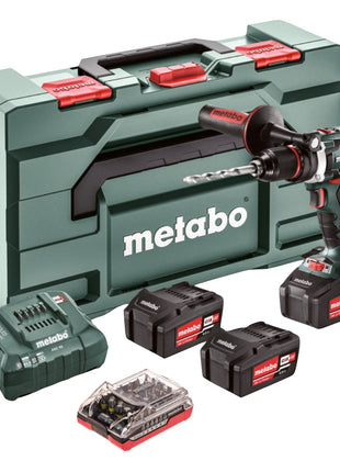 Metabo BS 18 LTX Impulse set perceuse-visseuse sans fil 18 V 110 Nm + 3x batteries 4,0 Ah + chargeur + jeu d'embouts 32 pièces + métaBOX