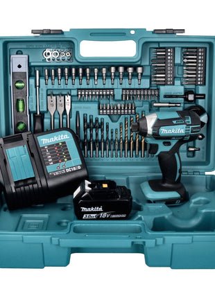 Makita DTD 152 SFX5 Akku Schlagschrauber 18 V 165 Nm + 1x Akku 3,0 Ah + Ladegerät + 101 tlg. Zubehör Set + Koffer