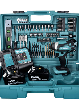 Makita DTD 152 SF2X5 Clé à chocs sans fil 18 V 165 Nm + 2 batteries 3,0 Ah + chargeur + jeu d'accessoires 101 pièces + mallette