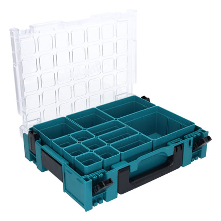 Maletín organizador de piezas pequeñas Makita MAKPAC 1 395 x 295 x 110 mm ( 191X80-2 ) con 13x cajas de inserción