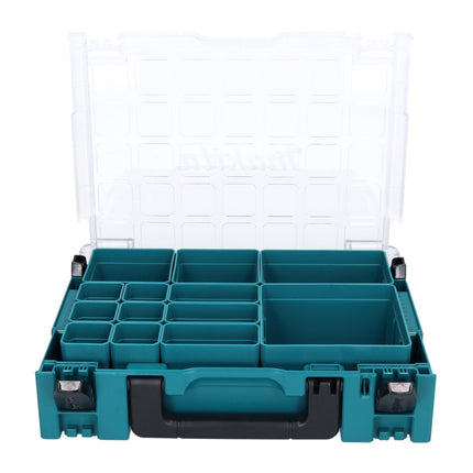 Maletín organizador de piezas pequeñas Makita MAKPAC 1 395 x 295 x 110 mm ( 191X80-2 ) con 13x cajas de inserción