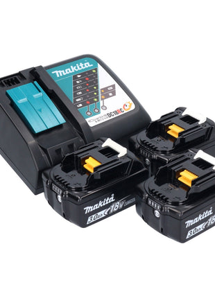 Makita DGA 504 RFJ3 Akku Winkelschleifer 18 V 125 mm Brushless + 3x Akku 3,0 Ah + Ladegerät + 5x Trennscheibe + Makpac