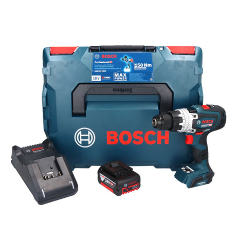 Bosch GSB 18V-150 C Taladro percutor inalámbrico profesional 18 V 150 Nm Biturbo Brushless + 1x batería 5,0 Ah + cargador + L-Boxx