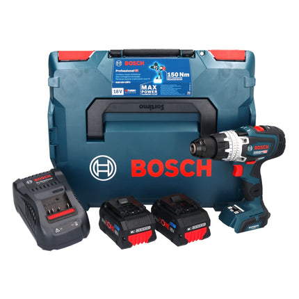 Bosch GSB 18V-150 C Professional Perceuse-visseuse à percussion sans fil 18 V 150 Nm Biturbo Brushless ( 06019J5105 ) + 2x batterie ProCORE 8,0 Ah + chargeur + L-Boxx