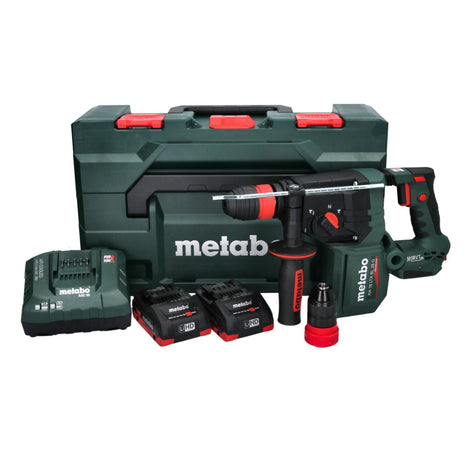 Taladro percutor de batería Metabo KH 18 LTX BL 28 Q 18 V 3 J SDS plus sin escobillas + 2x batería 4,0 Ah + cargador + metaBOX