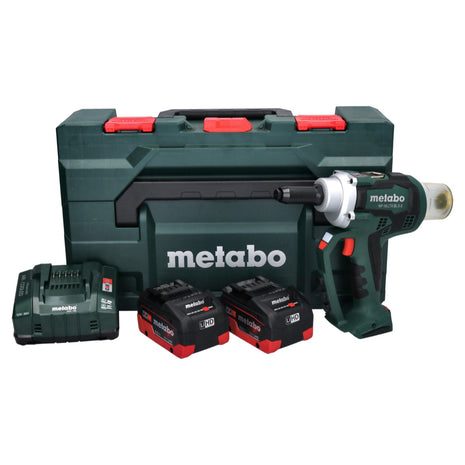 Metabo NP 18 LTX BL 5.0 Pistolet à riveter sans fil 18 V 10 kN brushless + 2x Batteries 8,0 Ah + Chargeur + metaBOX