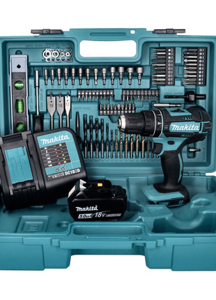 Makita DHP 482 STX5 Akku Schlagbohrschrauber 18 V 62 Nm + 1x Akku 5,0 Ah + Ladegerät + 101 tlg. Zubehör Set + Koffer - Toolbrothers