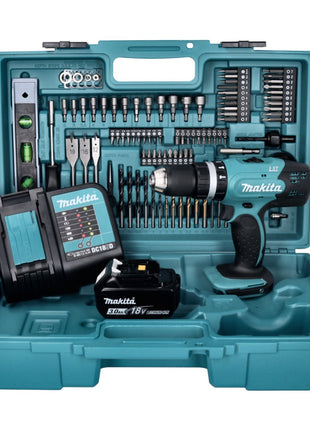 Makita DHP 453 SFX5 Akku Schlagbohrschrauber 18 V 42 Nm + 1x Akku 3,0 Ah + Ladegerät + 101 tlg. Zubehör Set + Koffer - Toolbrothers