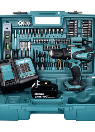 Makita DHP 456 SFX5 Akku Schlagbohrschrauber 18 V 50 Nm + 1x Akku 3,0 Ah + Ladegerät + 101 tlg. Zubehör Set + Koffer