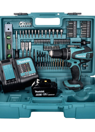 Makita DHP 456 SGX5 Akku Schlagbohrschrauber 18 V 50 Nm + 1x Akku 6,0 Ah + Ladegerät + 101 tlg. Zubehör Set + Koffer