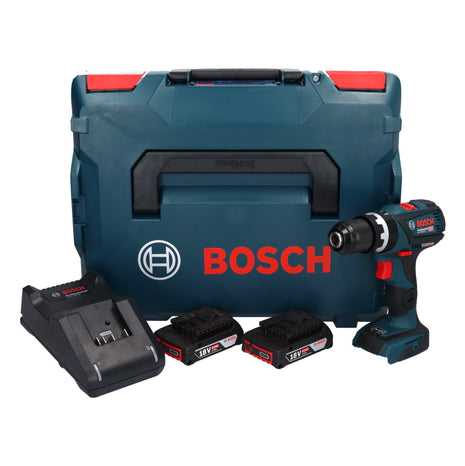 Bosch GSB 18V-60 C Taladro percutor inalámbrico profesional 18 V 60 Nm sin escobillas + 2x baterías 2,0 Ah + cargador + L-Boxx