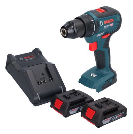 Bosch GSR 18V-55 Taladro atornillador inalámbrico profesional 18 V 55 Nm sin escobillas + 2 baterías 2,0 Ah + cargador