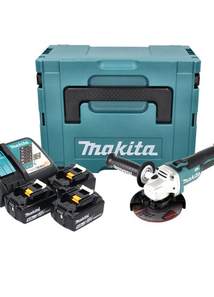 Amoladora angular a batería Makita DGA 504 RT3J 18 V 125 mm sin escobillas + 3x baterías 5,0 Ah + cargador + Makpac