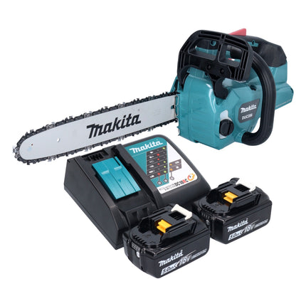 Motosierra a batería Makita DUC 356 RTB 36 V (2x 18 V) 35 cm sin escobillas + 2x batería 5,0 Ah + cargador